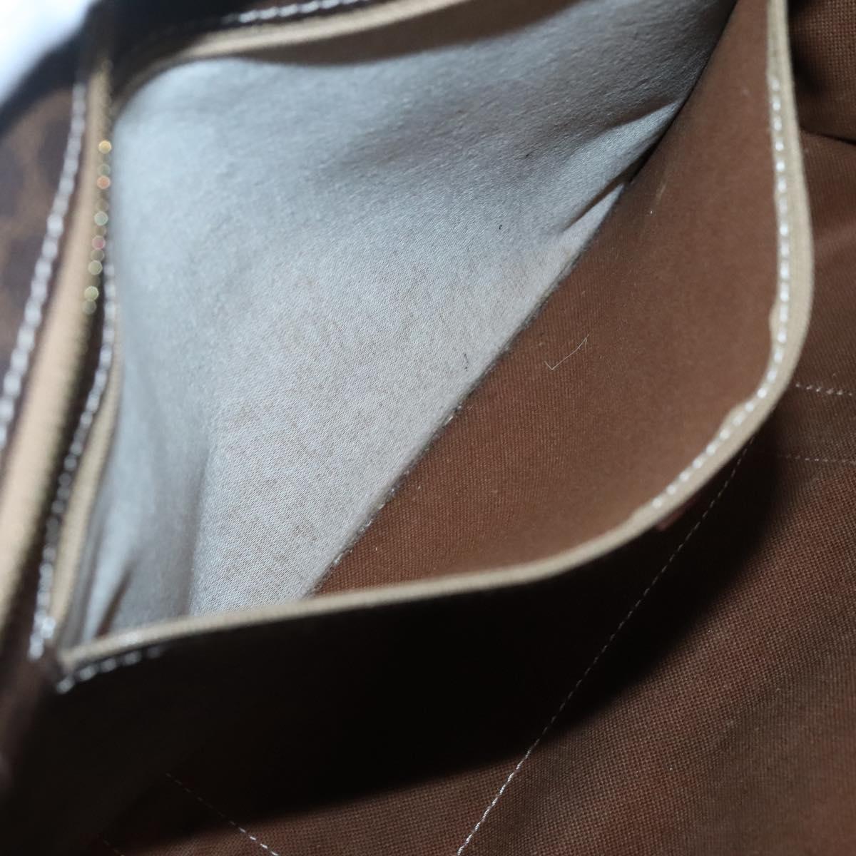 CELINE Macadam Canvas Tote Bag PVC Leather Brown Gold Auth 117440