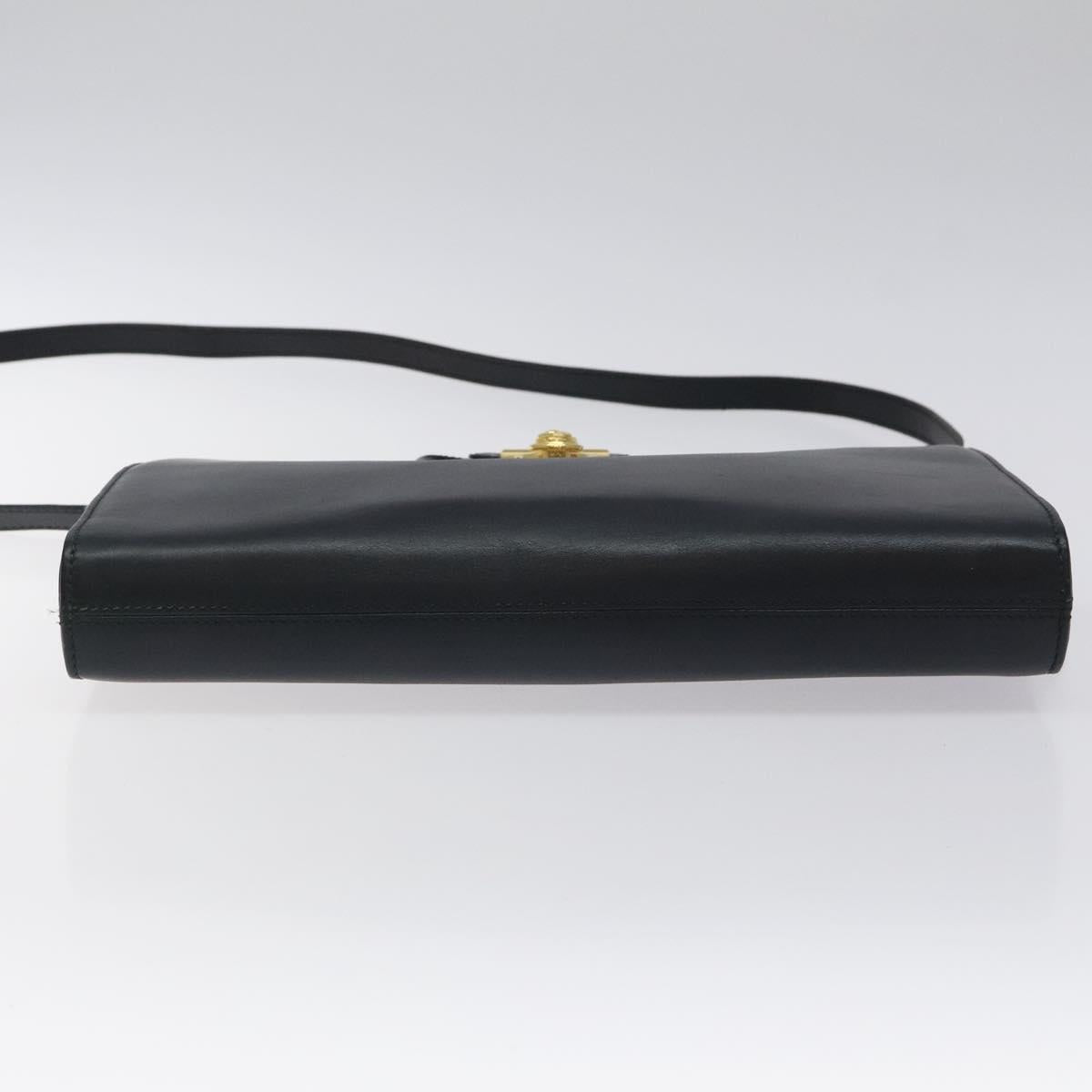 Salvatore Ferragamo Shoulder Bag Leather Black Gold Auth 117490