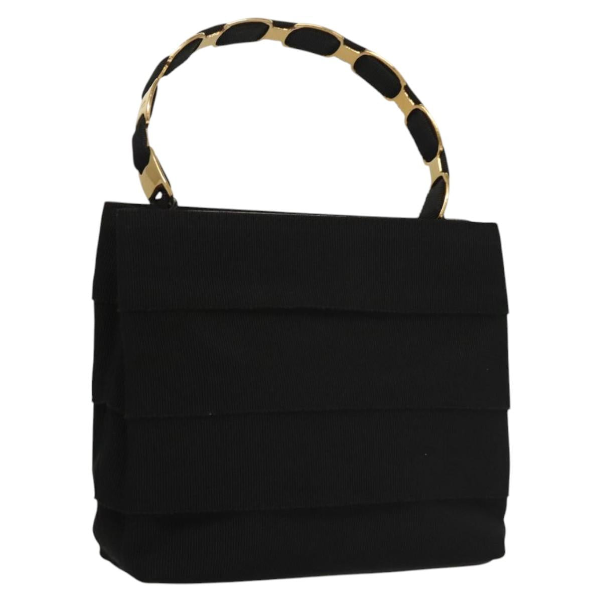 Salvatore Ferragamo Vala Hand Bag Canvas Black Auth 117491