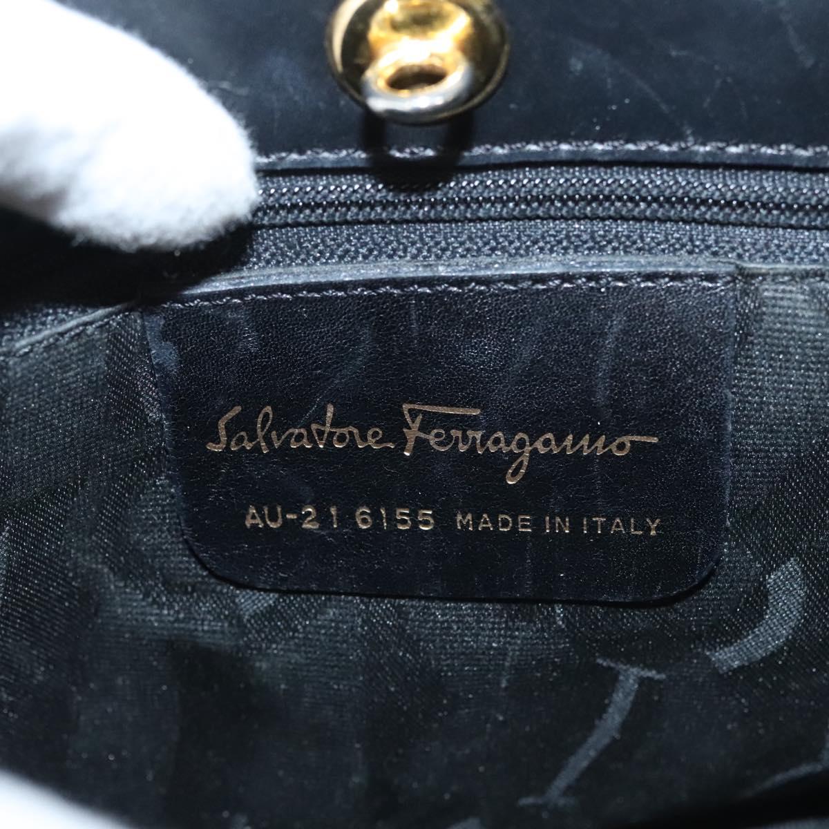 Salvatore Ferragamo Vala Hand Bag Canvas Black Auth 117491
