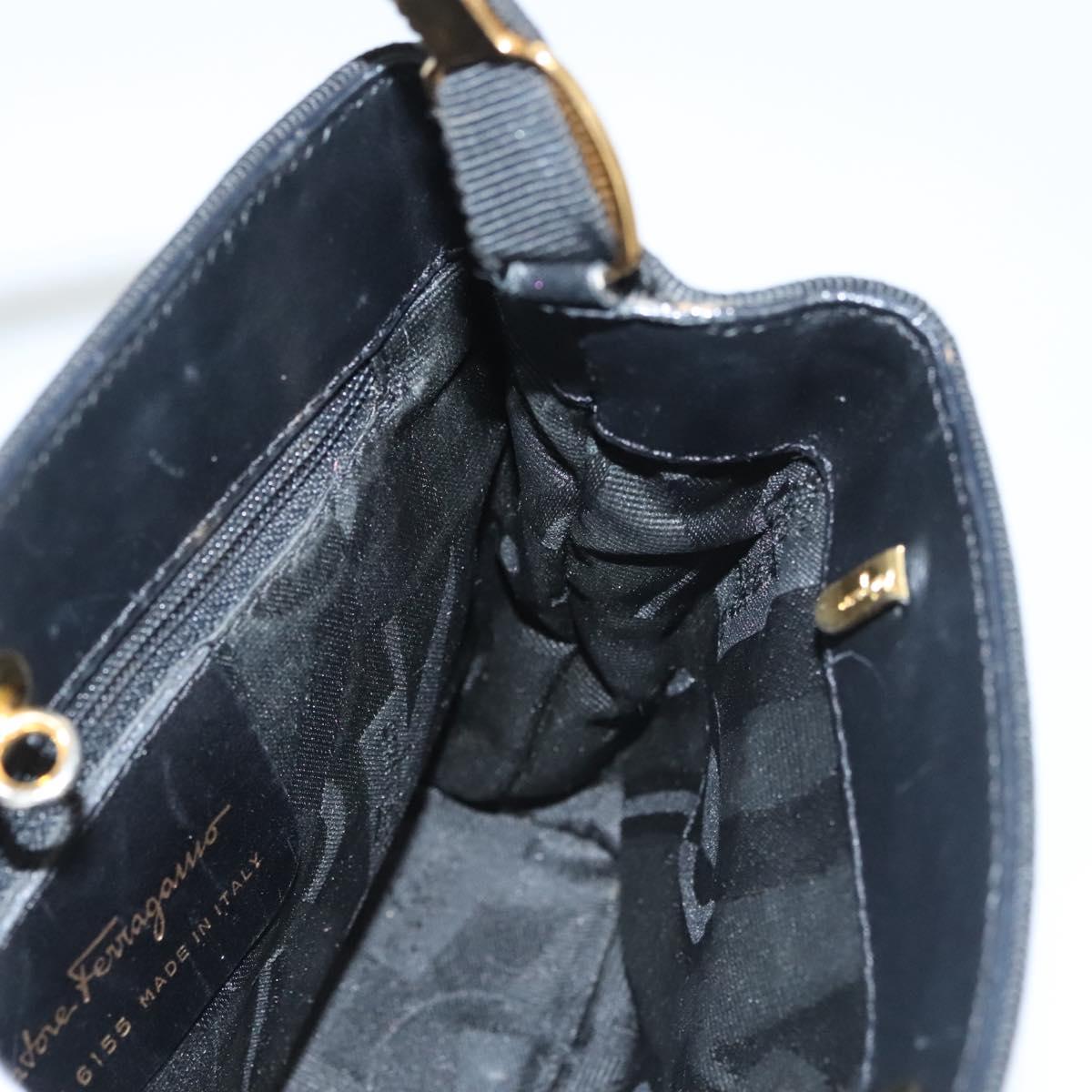 Salvatore Ferragamo Vala Hand Bag Canvas Black Auth 117491