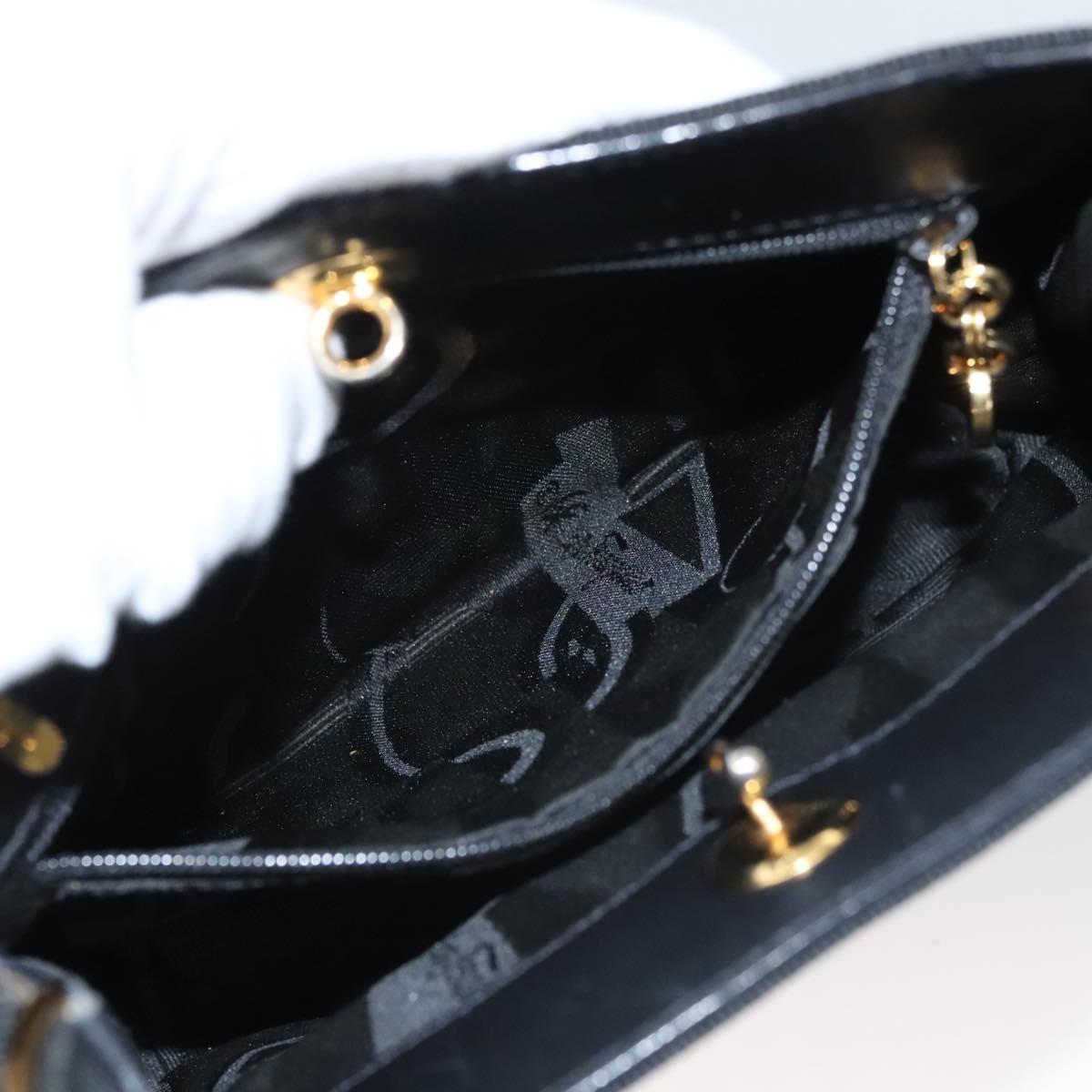 Salvatore Ferragamo Vala Hand Bag Canvas Black Auth 117491