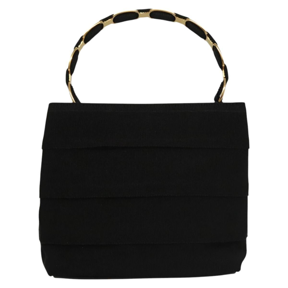 Salvatore Ferragamo Vala Hand Bag Canvas Black Auth 117491