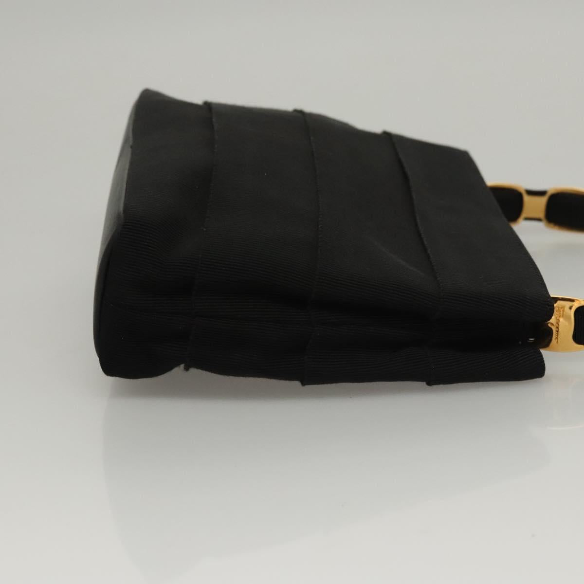 Salvatore Ferragamo Vala Hand Bag Canvas Black Auth 117491