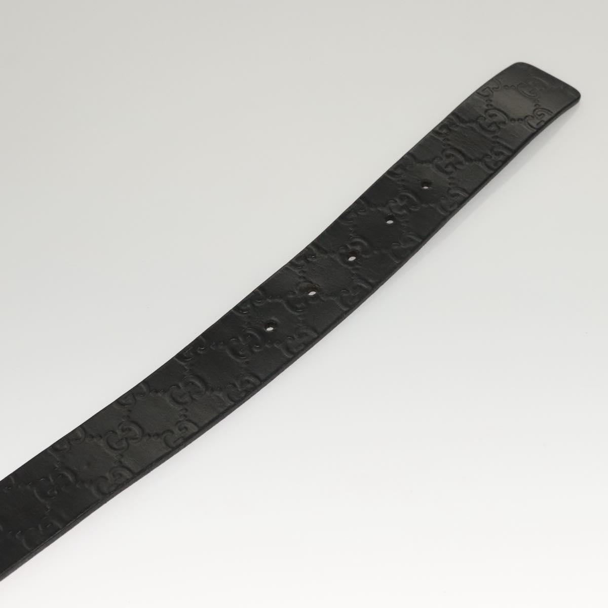 GUCCI GG Canvas Guccissima Belt Leather 38.6"" Black 182320 Auth 117503