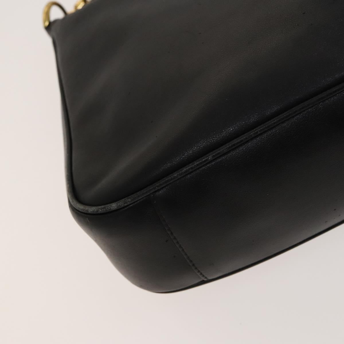GUCCI Bamboo Hand Bag Leather 2way Black Gold 001 2113 1638 Auth 117509