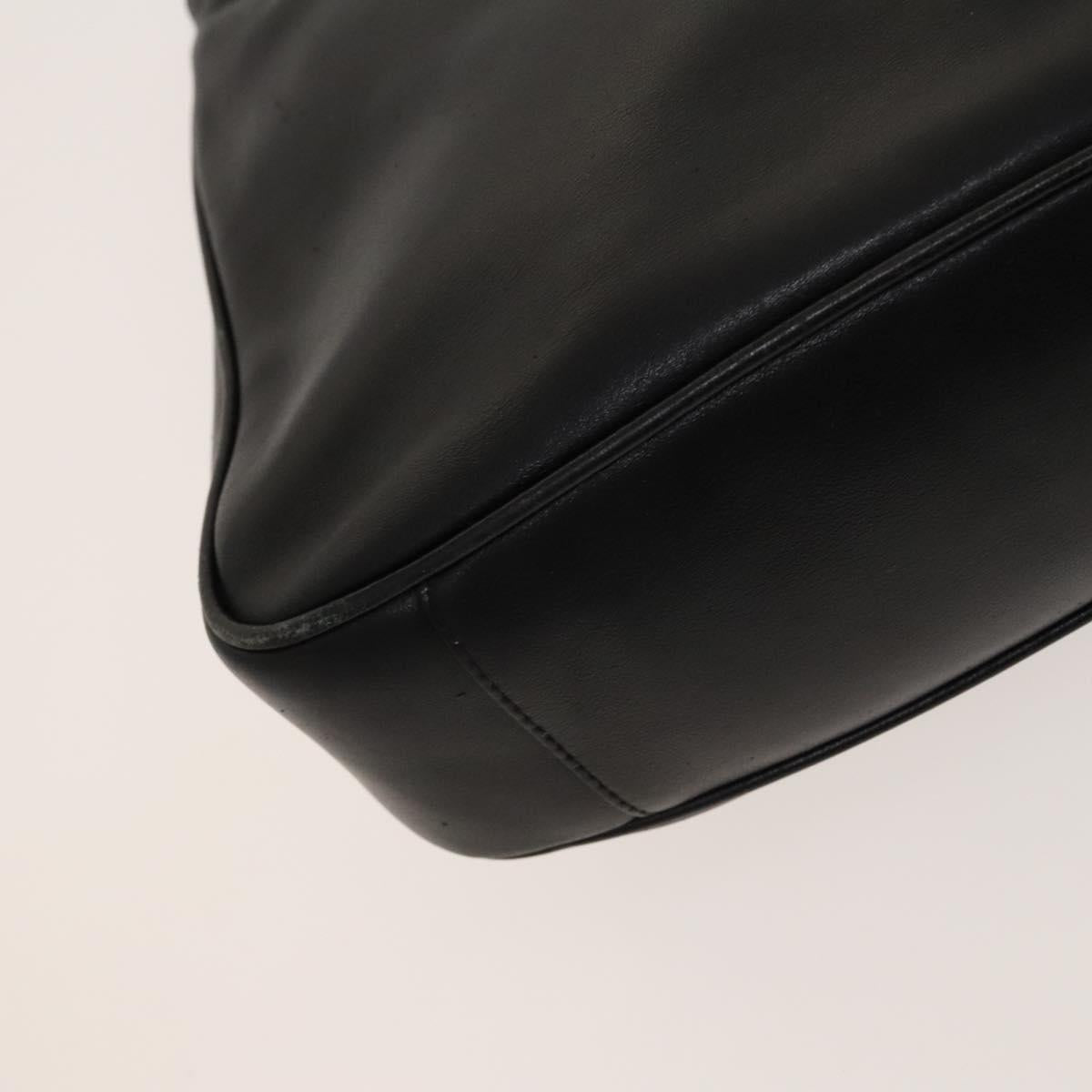 GUCCI Bamboo Hand Bag Leather 2way Black Gold 001 2113 1638 Auth 117509