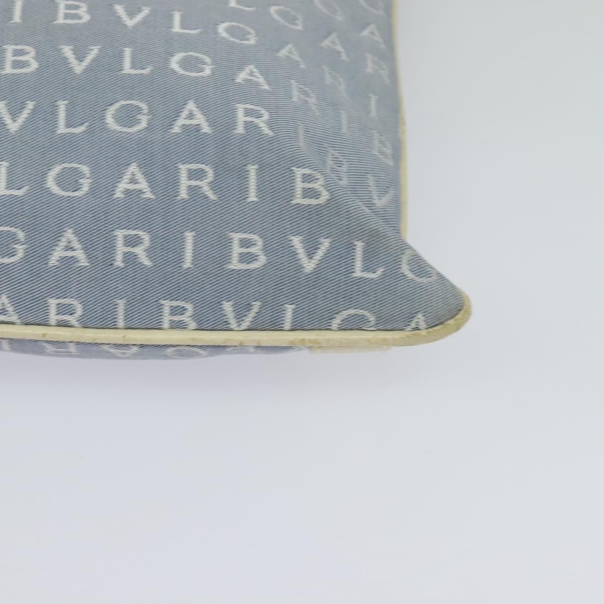 BVLGARI Logo mania Shoulder Bag Nylon Light Blue Silver Auth 117518