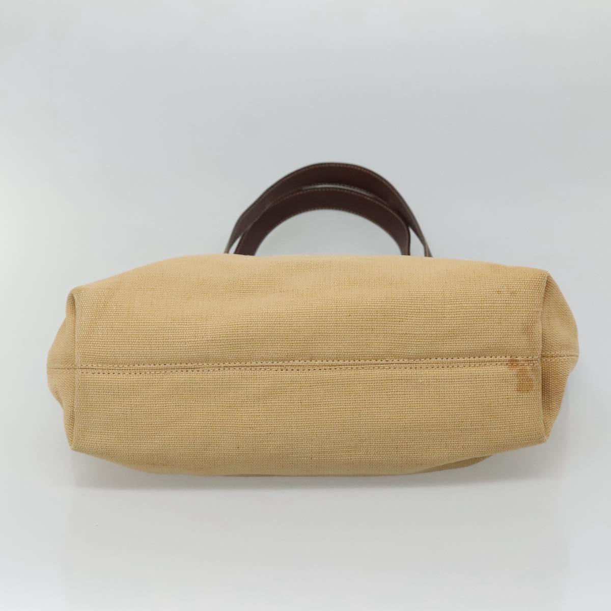 CHANEL COCO Mark Tote Bag Leather Canvas Beige CC Auth 117522