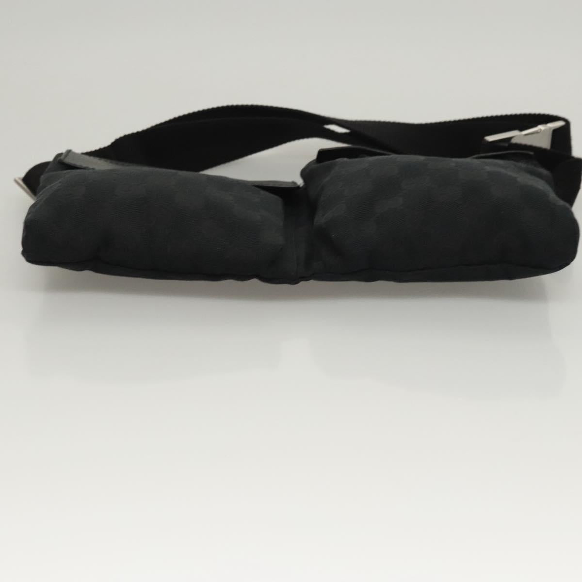GUCCI GG Canvas Waist bag Black Silver 28566 Auth 117524