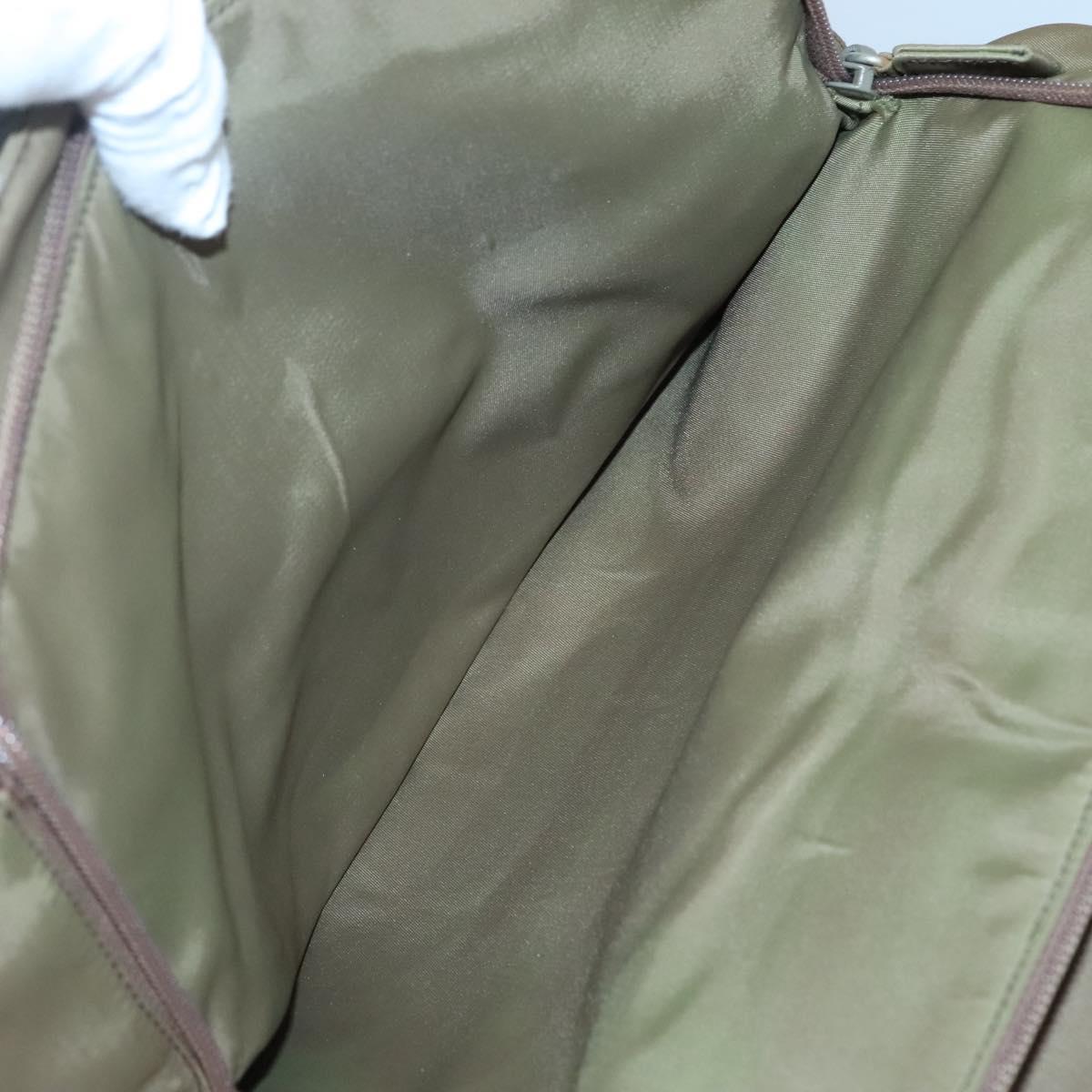 PRADA Hand Bag Nylon Khaki Silver Auth 117534