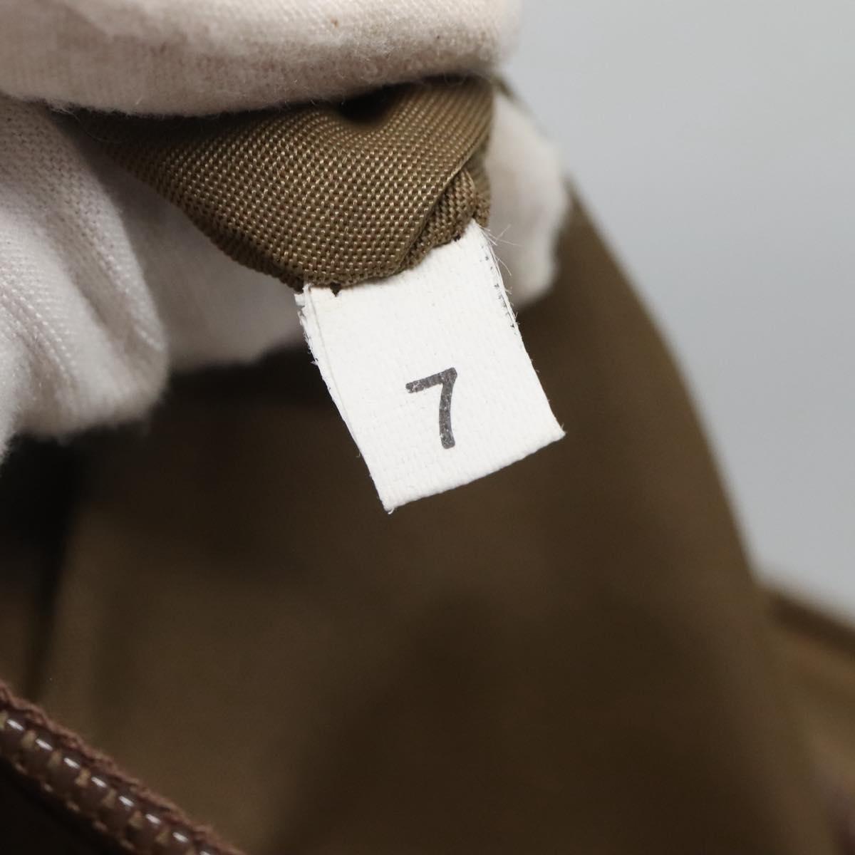 PRADA Hand Bag Nylon Khaki Silver Auth 117534