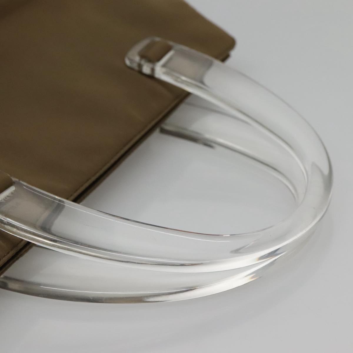 PRADA Hand Bag Nylon Khaki Silver Auth 117534