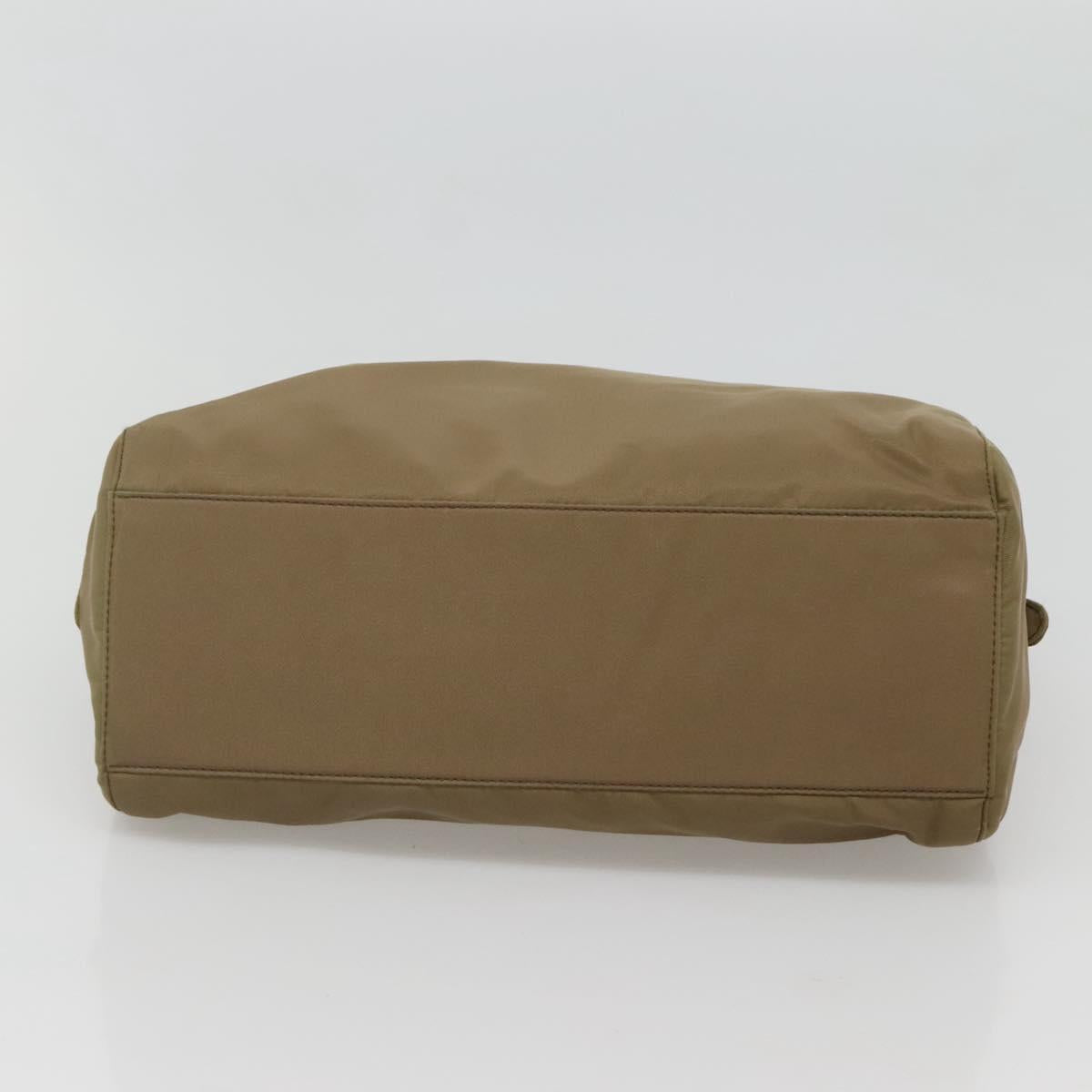 PRADA Hand Bag Nylon Khaki Silver Auth 117534
