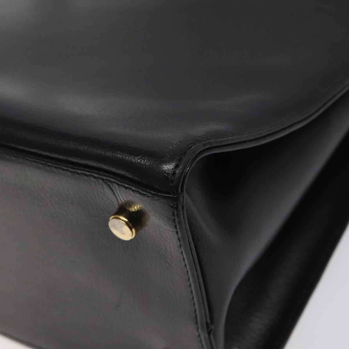 Salvatore Ferragamo Gancini Shoulder Bag Leather Black Gold Auth 117541