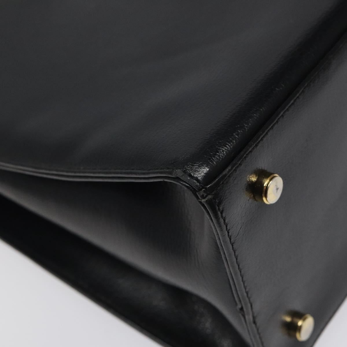 Salvatore Ferragamo Gancini Shoulder Bag Leather Black Gold Auth 117541
