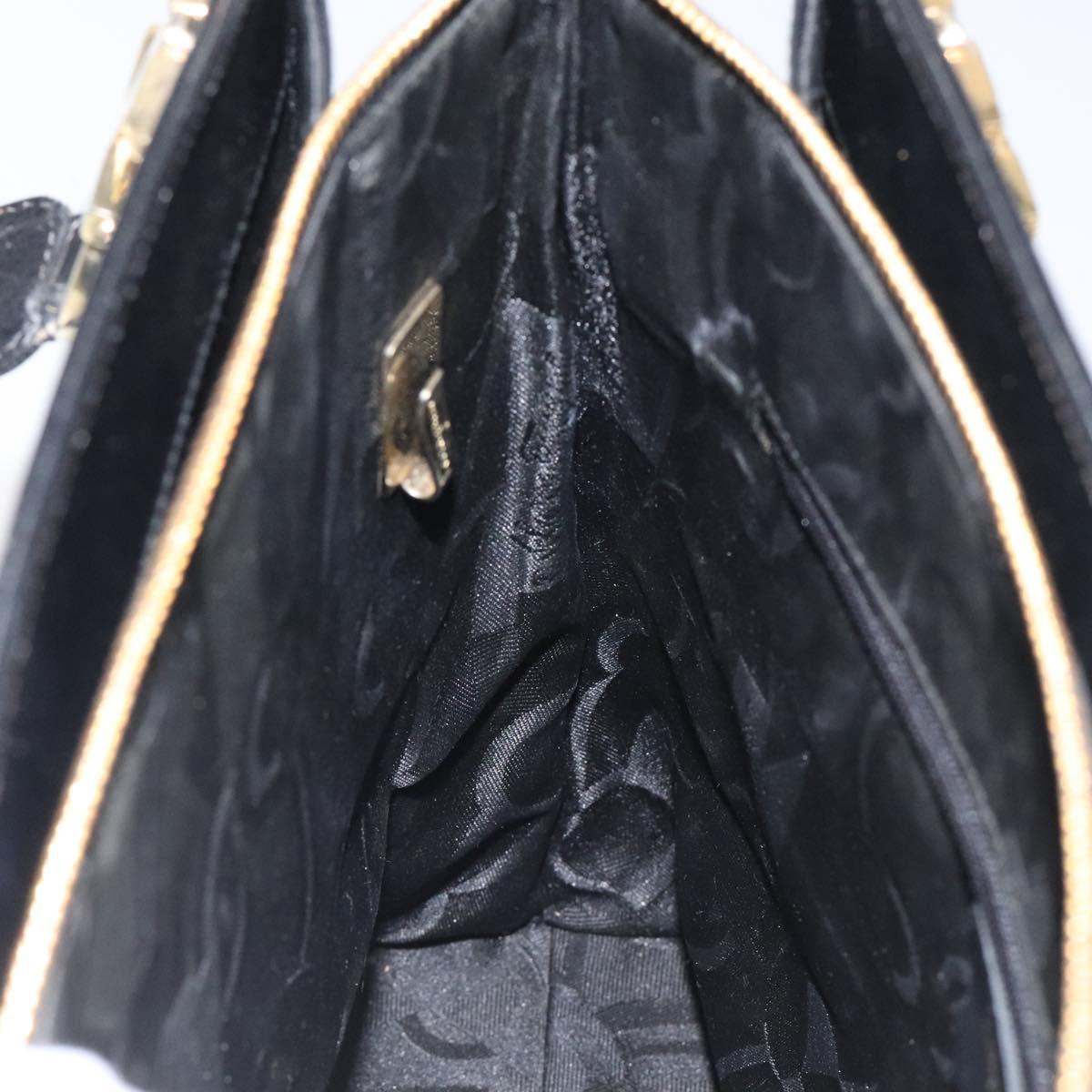 Salvatore Ferragamo Gancini Shoulder Bag Leather Black Gold Auth 117541