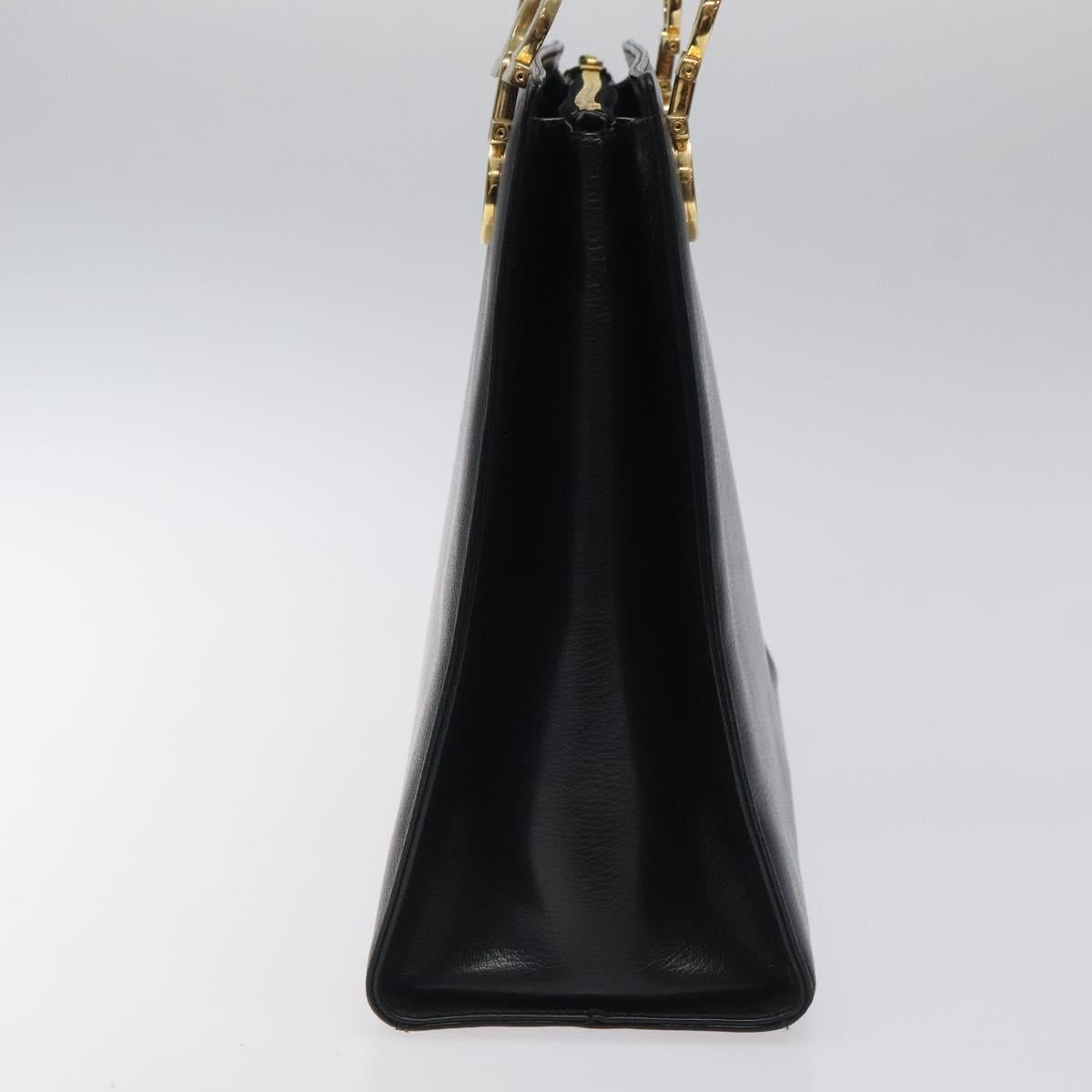 Salvatore Ferragamo Gancini Shoulder Bag Leather Black Gold Auth 117541