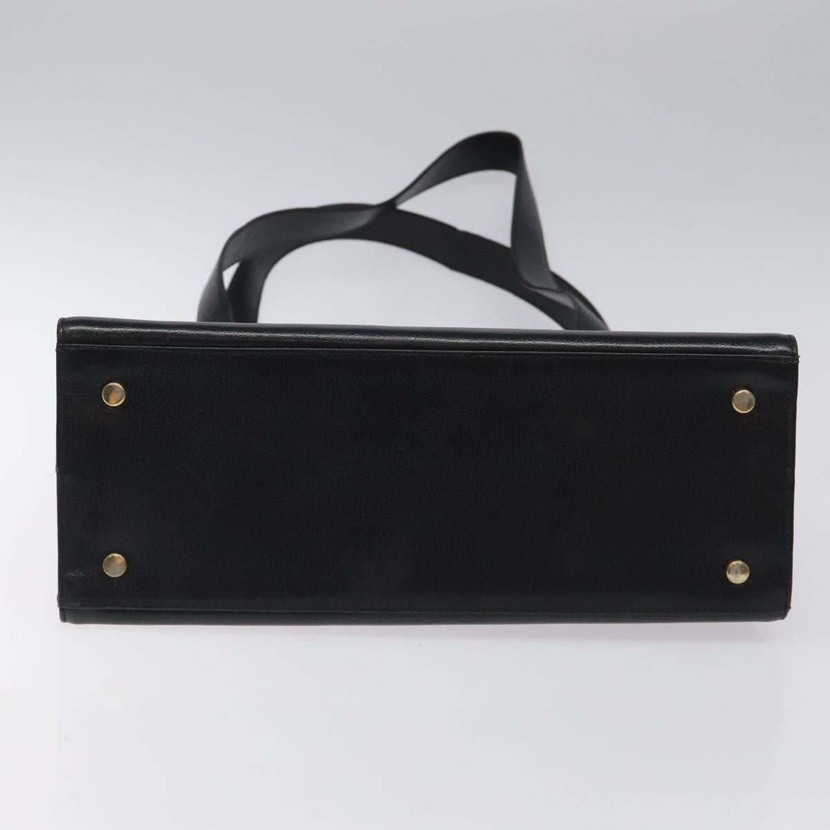 Salvatore Ferragamo Gancini Shoulder Bag Leather Black Gold Auth 117541