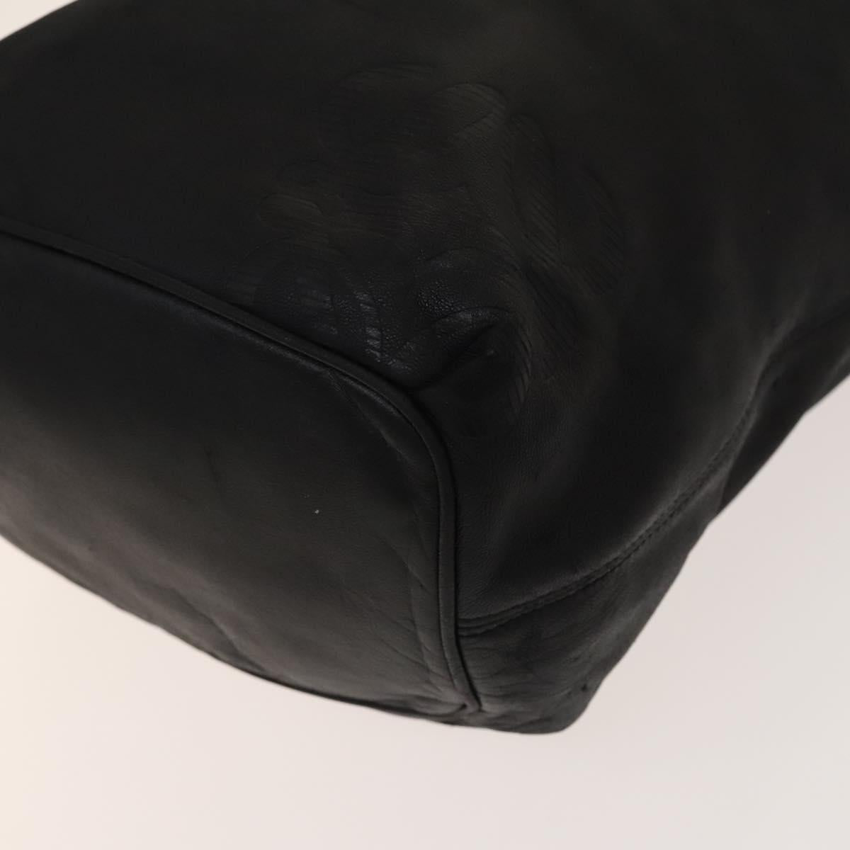 LOEWE Anagram Shoulder Bag Leather Black Gold Auth 117544