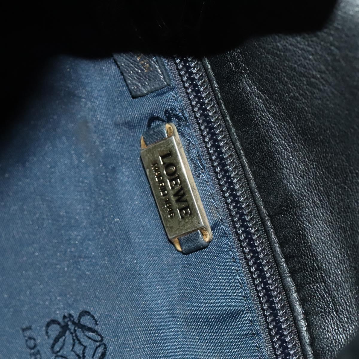 LOEWE Anagram Shoulder Bag Leather Black Gold Auth 117544