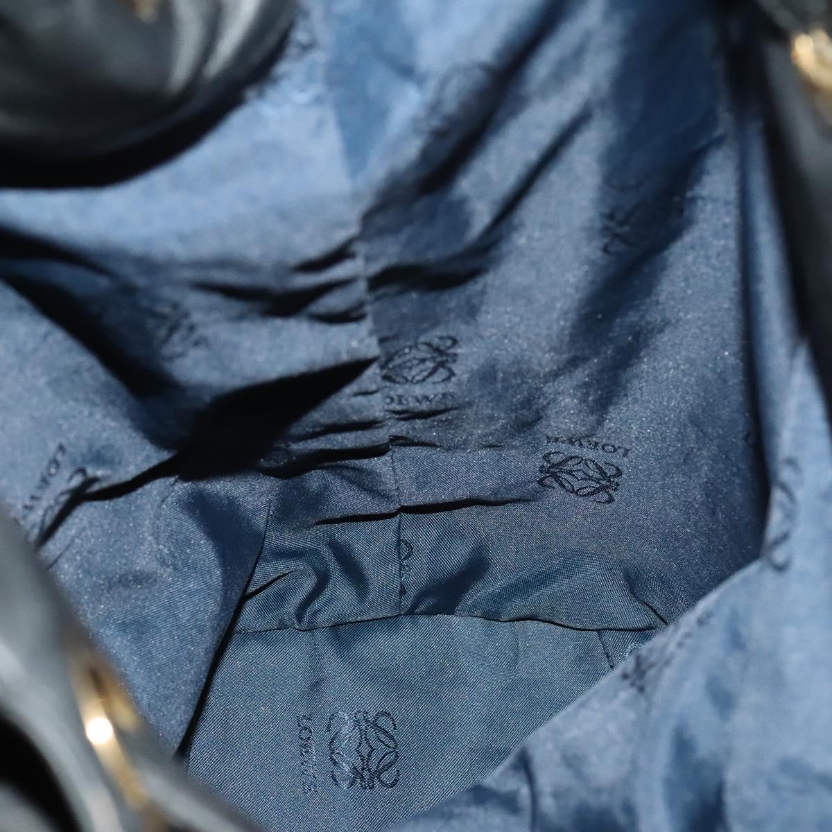 LOEWE Anagram Shoulder Bag Leather Black Gold Auth 117544