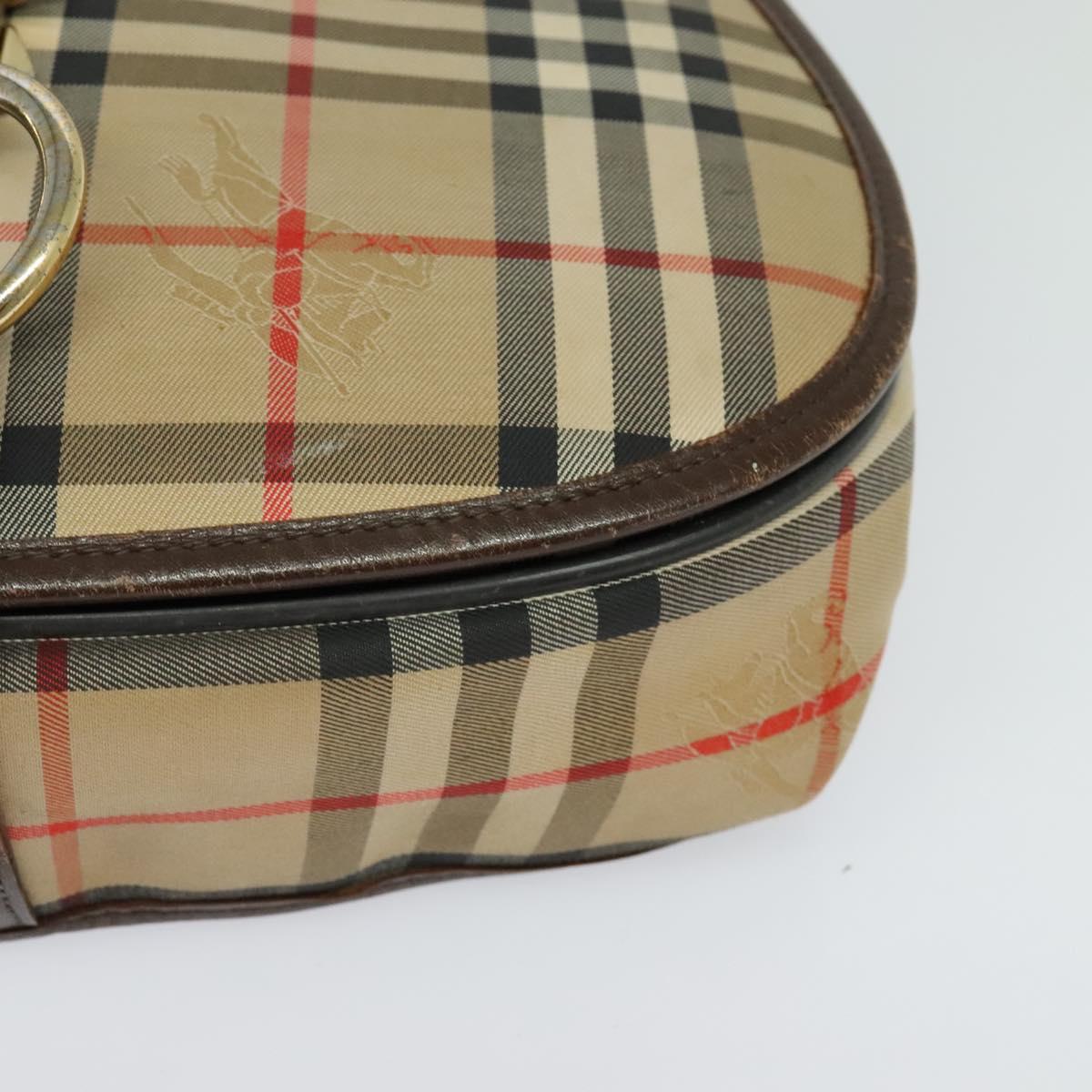 Burberrys Nova Check Shoulder Bag Canvas Beige Gold Auth 117545