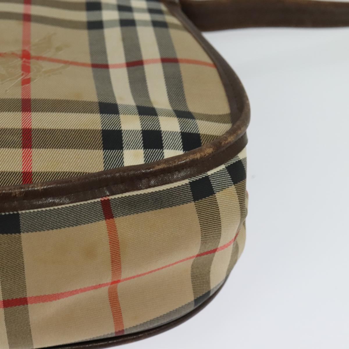 Burberrys Nova Check Shoulder Bag Canvas Beige Gold Auth 117545