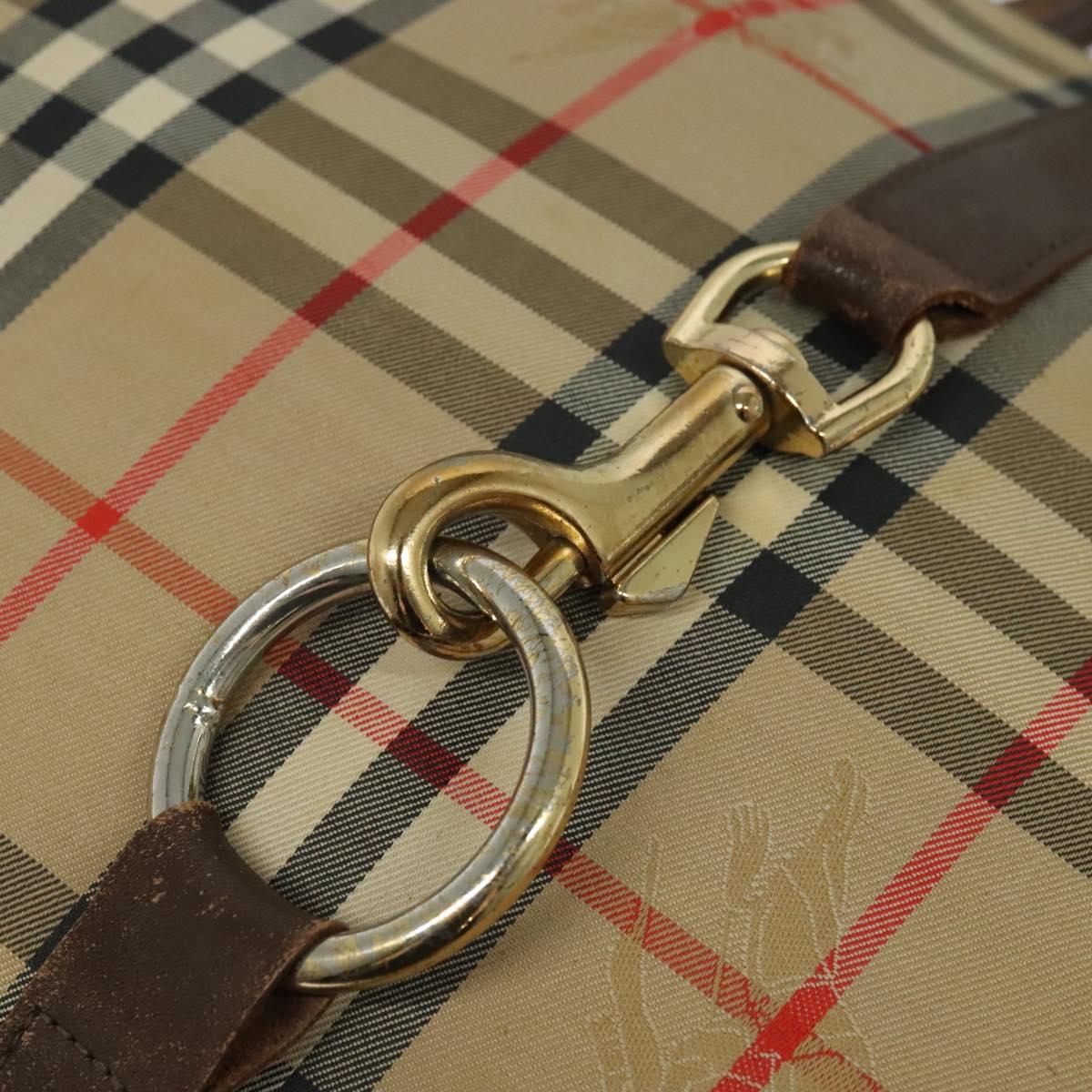 Burberrys Nova Check Shoulder Bag Canvas Beige Gold Auth 117545