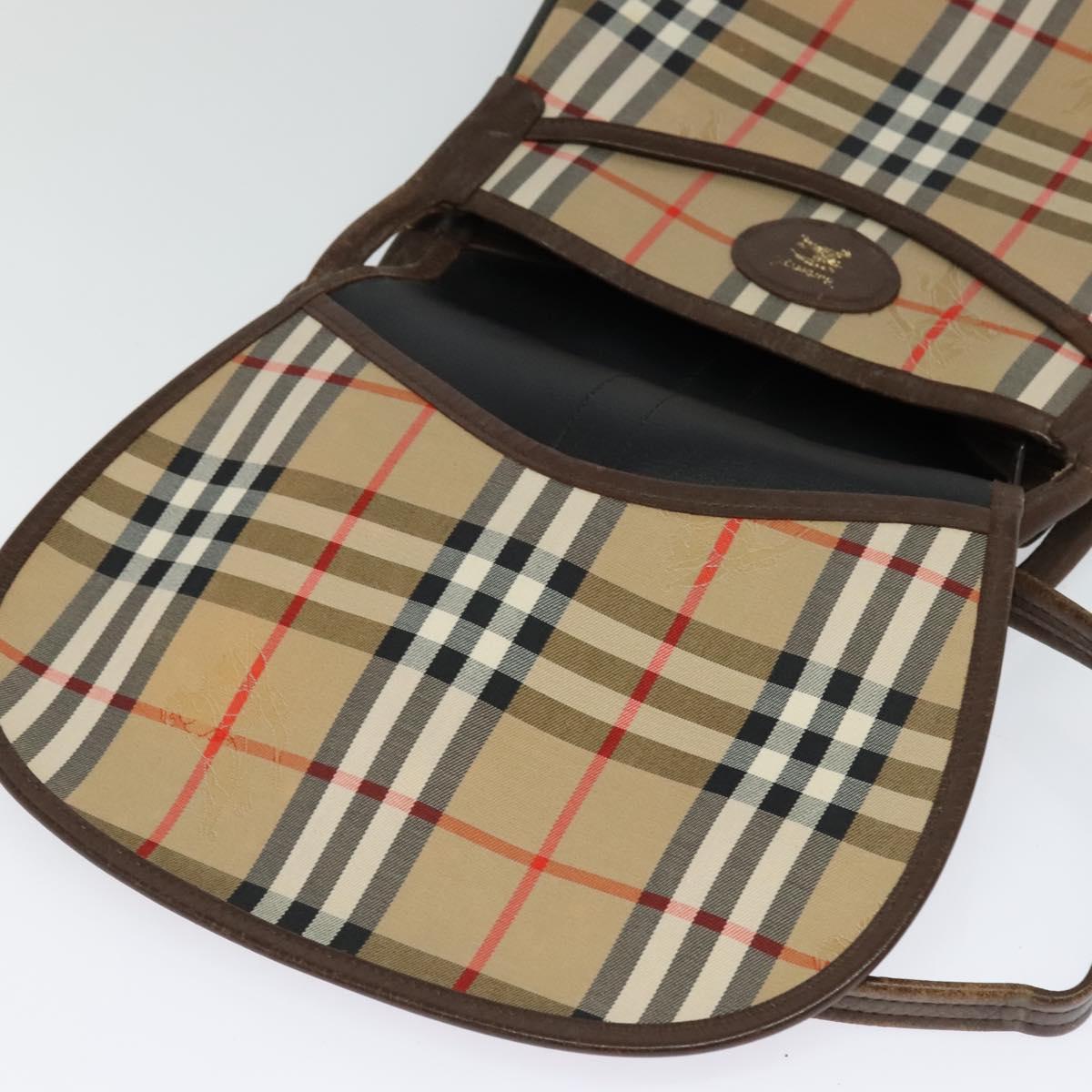 Burberrys Nova Check Shoulder Bag Canvas Beige Gold Auth 117545