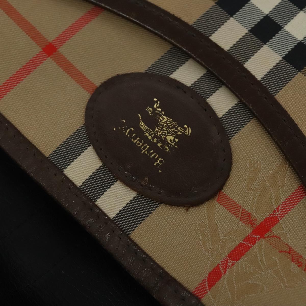 Burberrys Nova Check Shoulder Bag Canvas Beige Gold Auth 117545