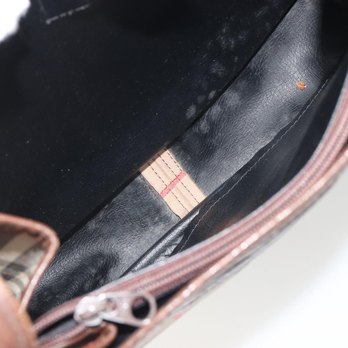 Burberrys Nova Check Shoulder Bag Canvas Beige Gold Auth 117545