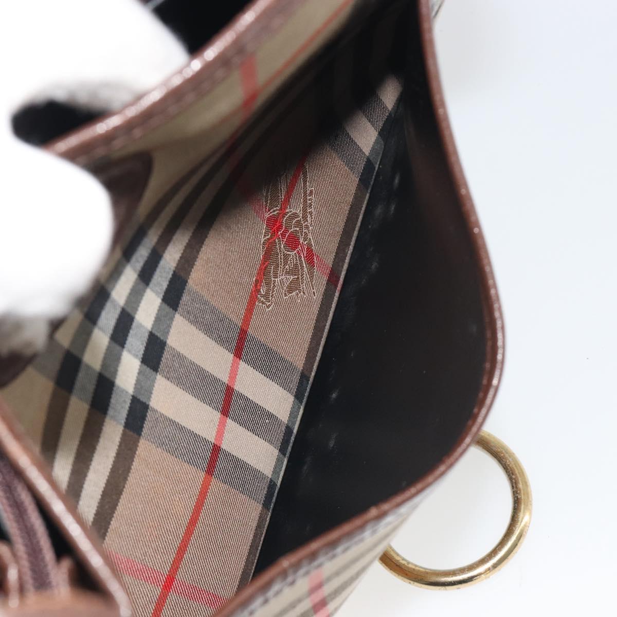 Burberrys Nova Check Shoulder Bag Canvas Beige Gold Auth 117545