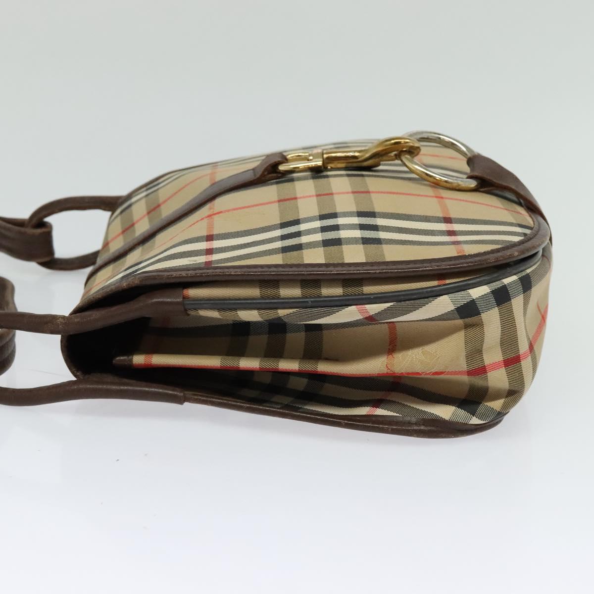 Burberrys Nova Check Shoulder Bag Canvas Beige Gold Auth 117545