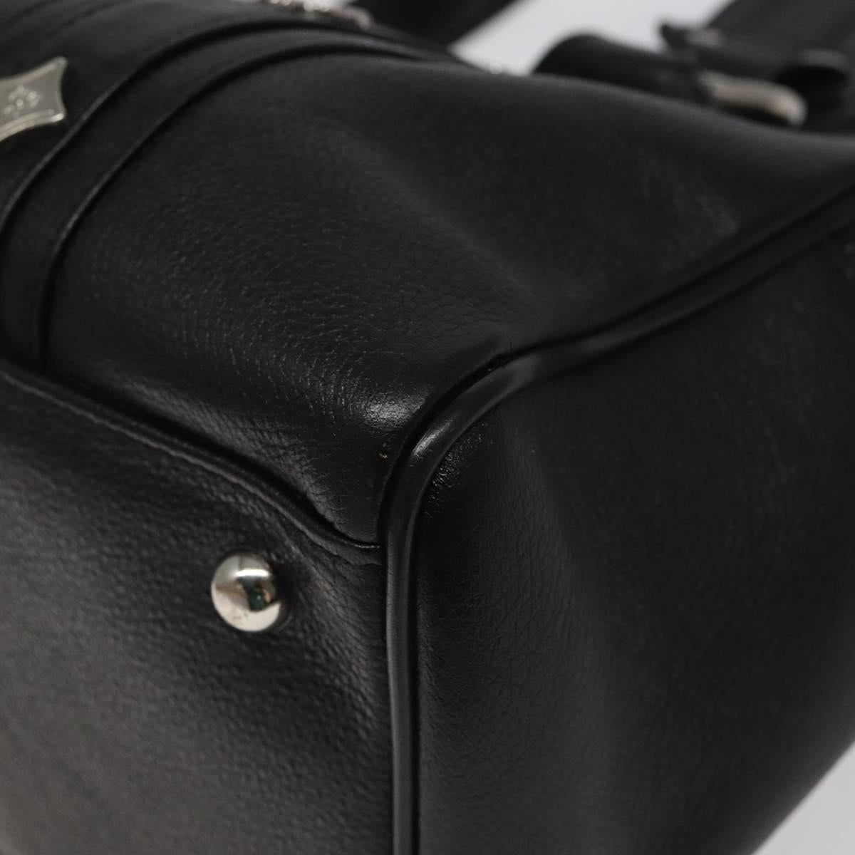 MCM Hand Bag Leather Black Silver Auth 117564