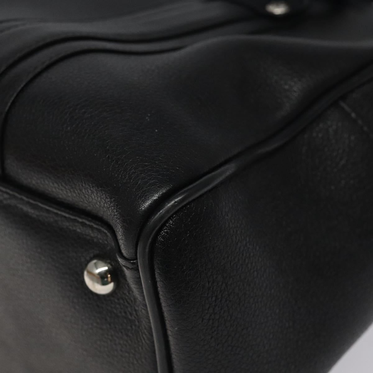 MCM Hand Bag Leather Black Silver Auth 117564