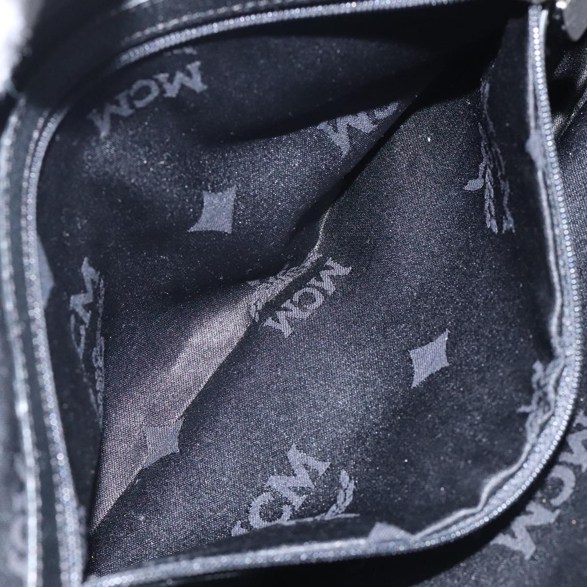 MCM Hand Bag Leather Black Silver Auth 117564