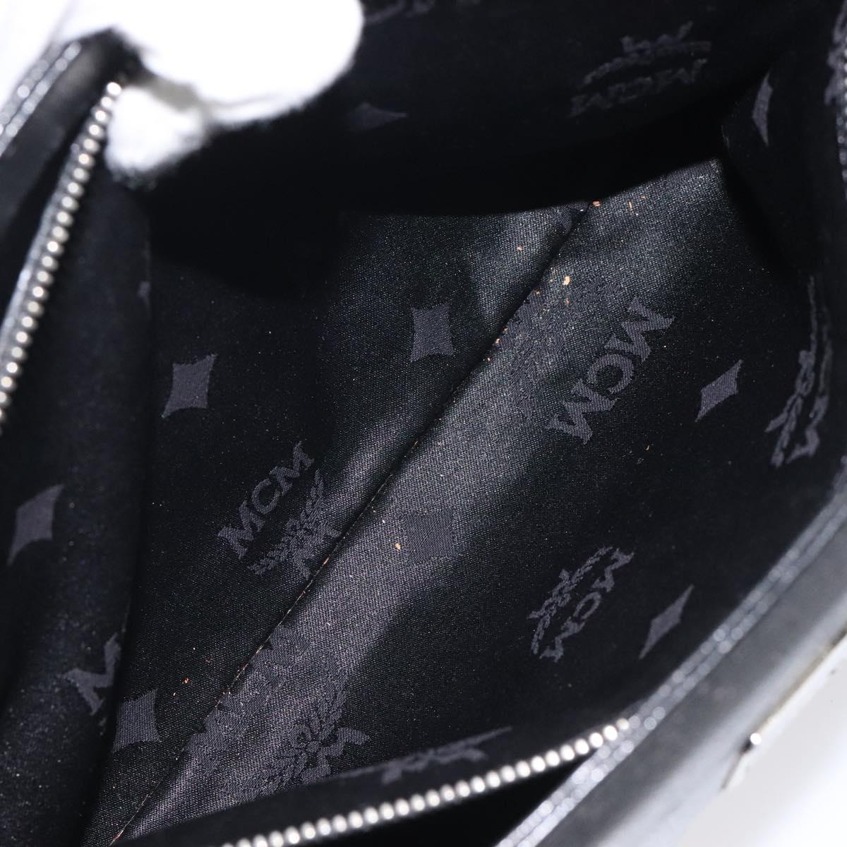 MCM Hand Bag Leather Black Silver Auth 117564