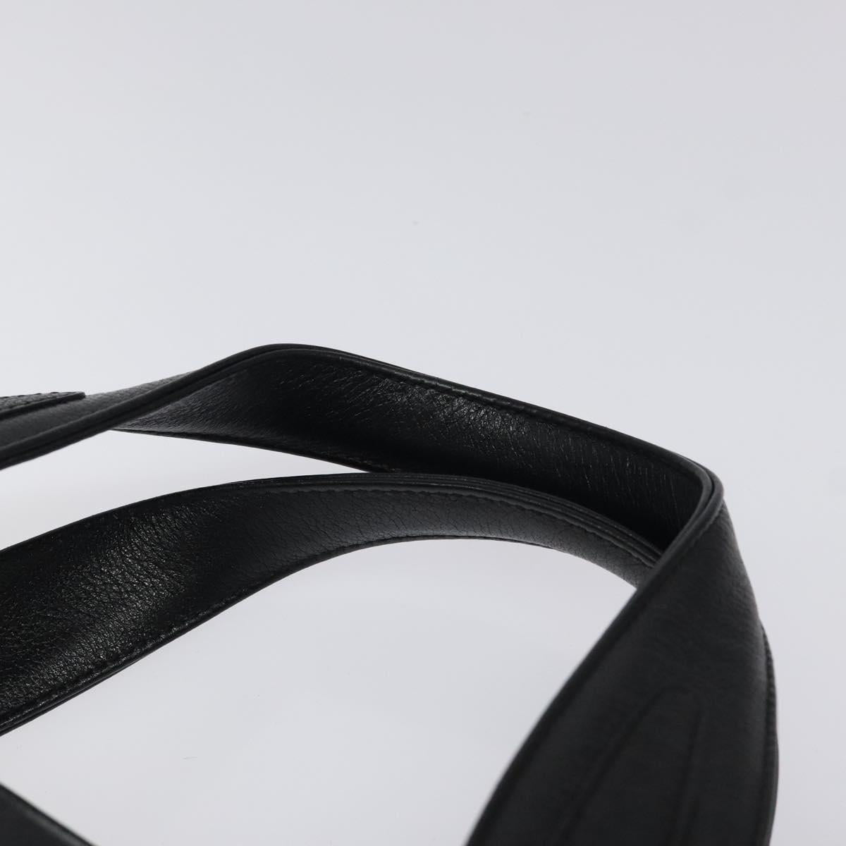 MCM Hand Bag Leather Black Silver Auth 117564