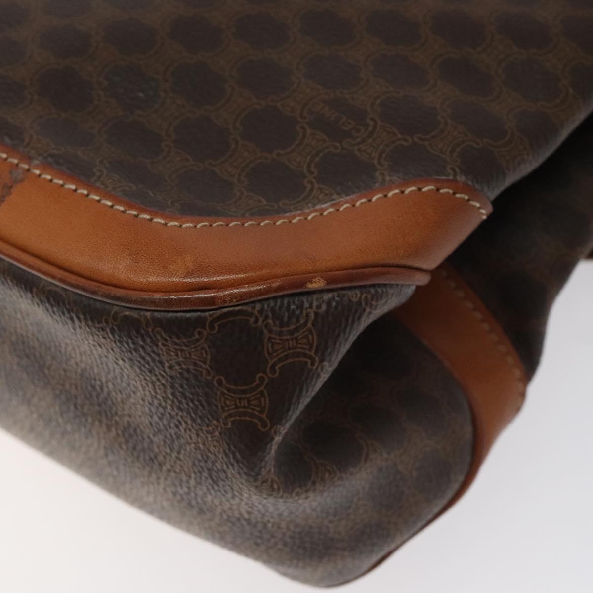CELINE Macadam Canvas Hand Bag PVC Leather Brown Gold Auth 117574