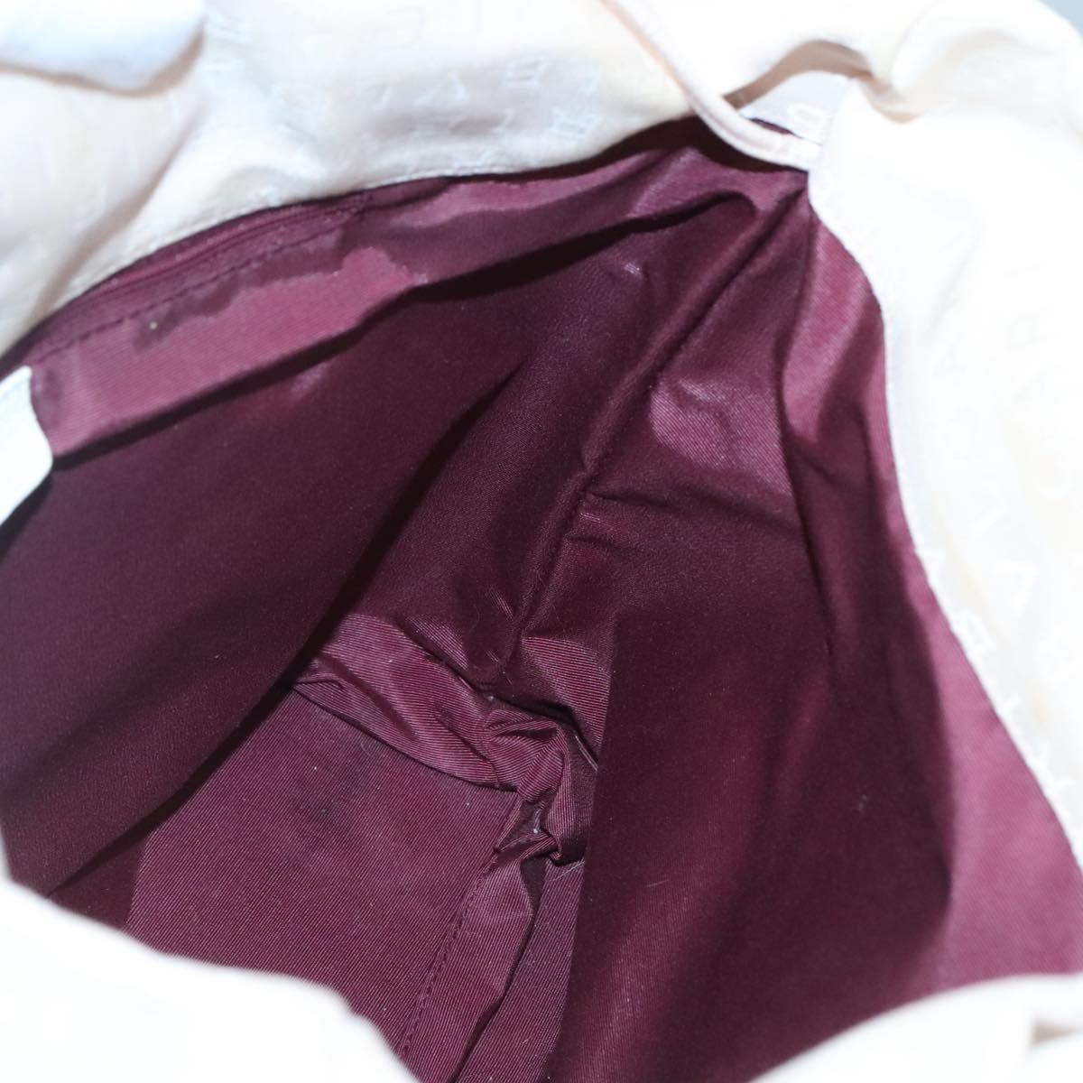 BVLGARI Logo Mania Tote Bag Canvas Pink White Silver Auth 117578