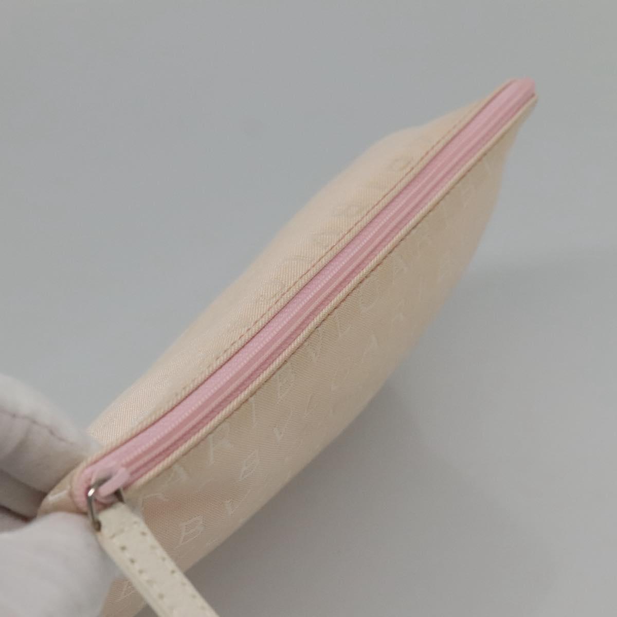 BVLGARI Logo Mania Tote Bag Canvas Pink White Silver Auth 117578