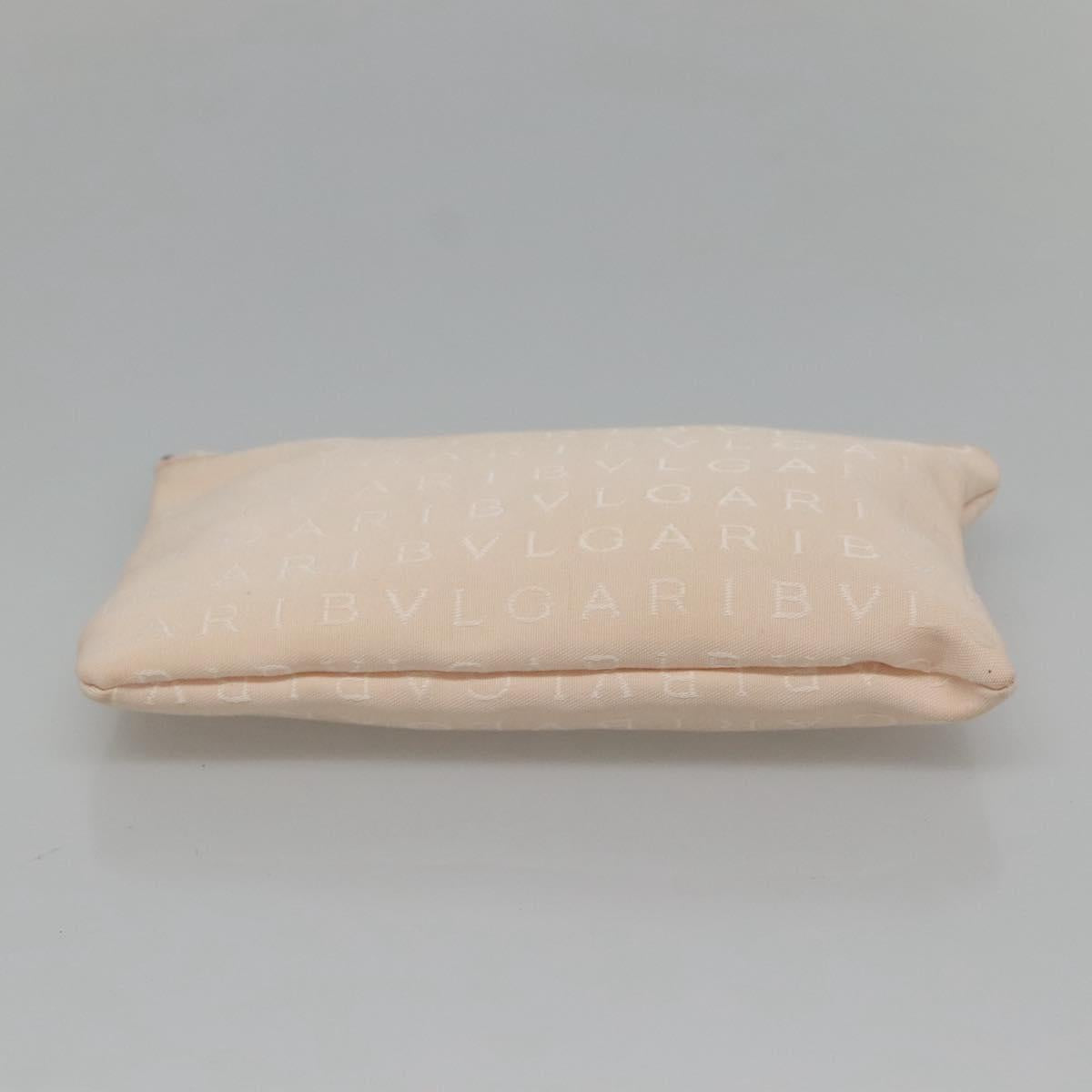 BVLGARI Logo Mania Tote Bag Canvas Pink White Silver Auth 117578