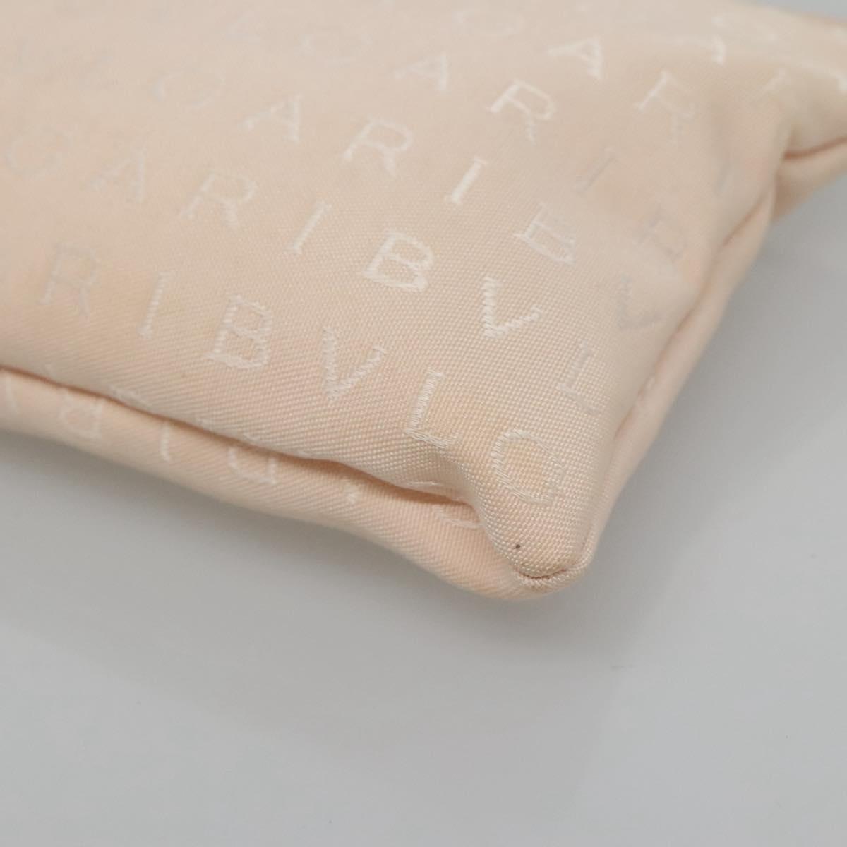 BVLGARI Logo Mania Tote Bag Canvas Pink White Silver Auth 117578