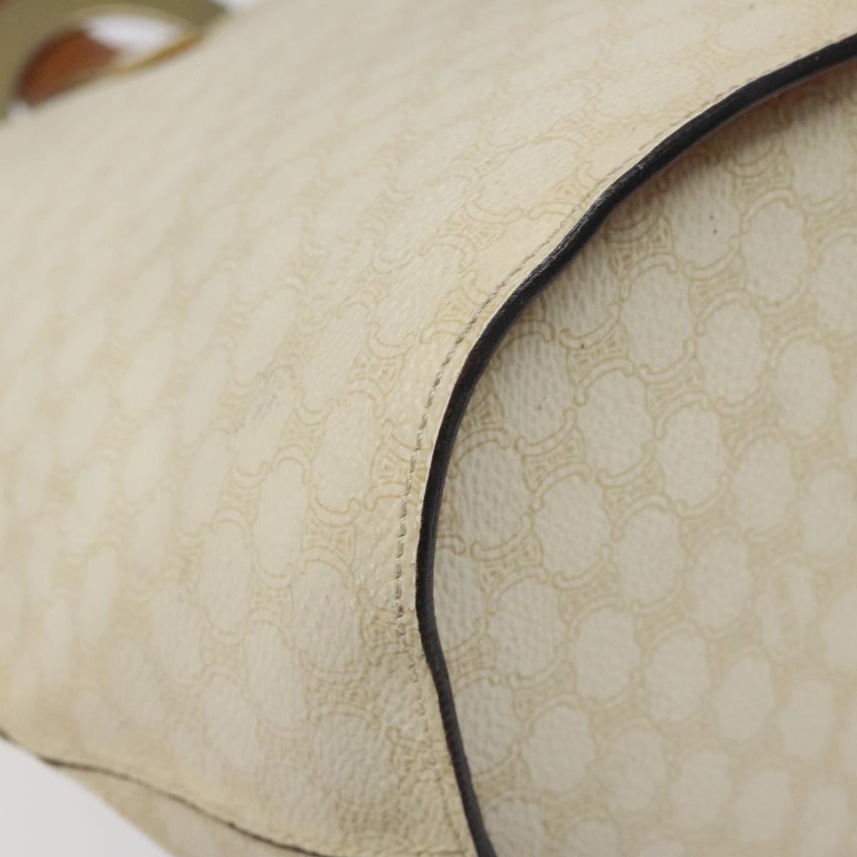 CELINE Macadam Canvas Circle Shoulder Bag PVC Leather White Auth 117579