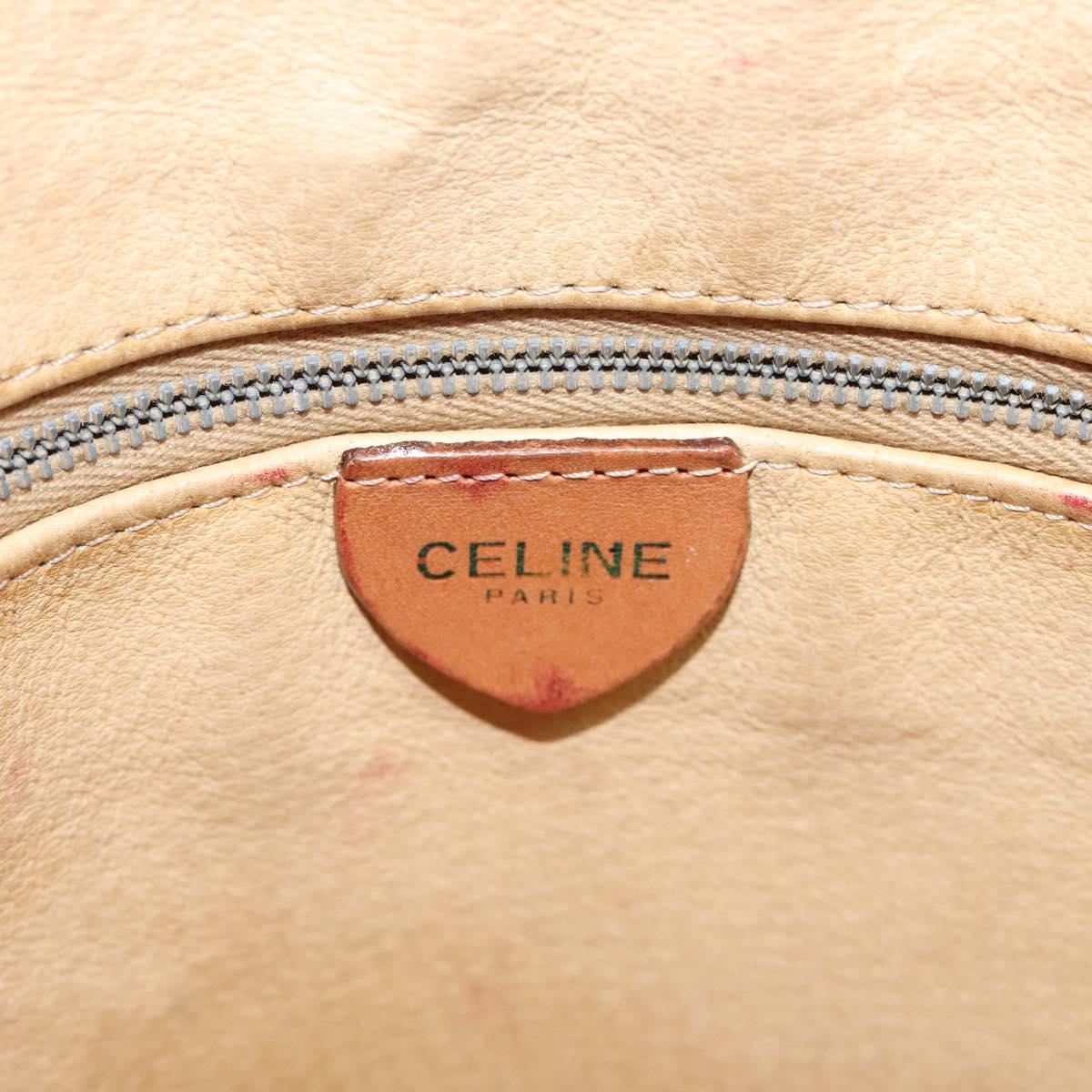 CELINE Macadam Canvas Circle Shoulder Bag PVC Leather White Auth 117579