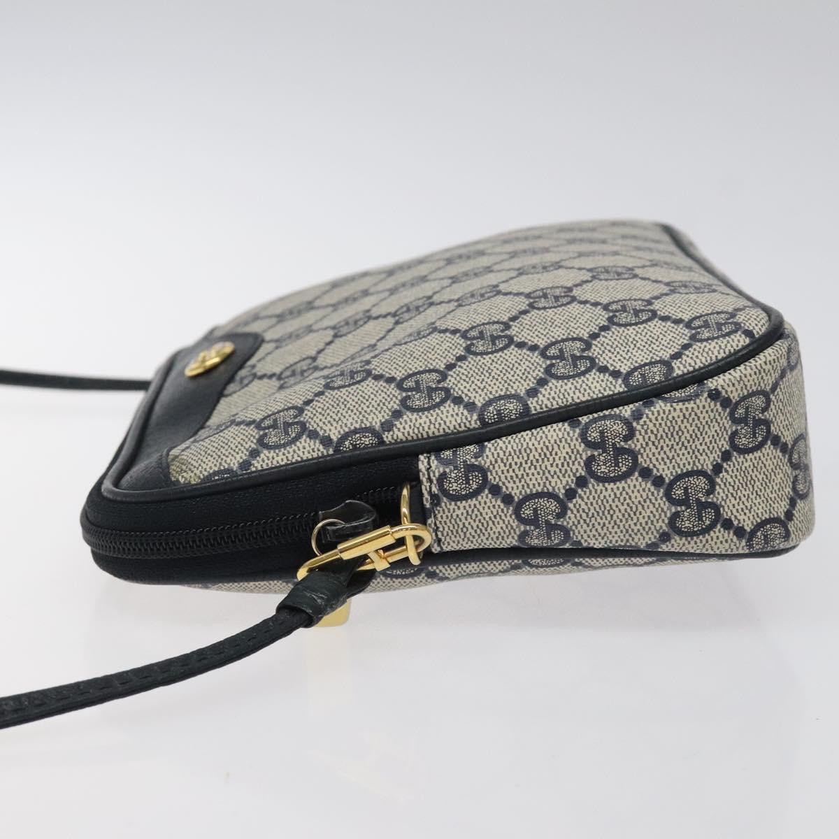 GUCCI GG Supreme Shoulder Bag PVC Navy Gold 97 02 068 Auth 117580