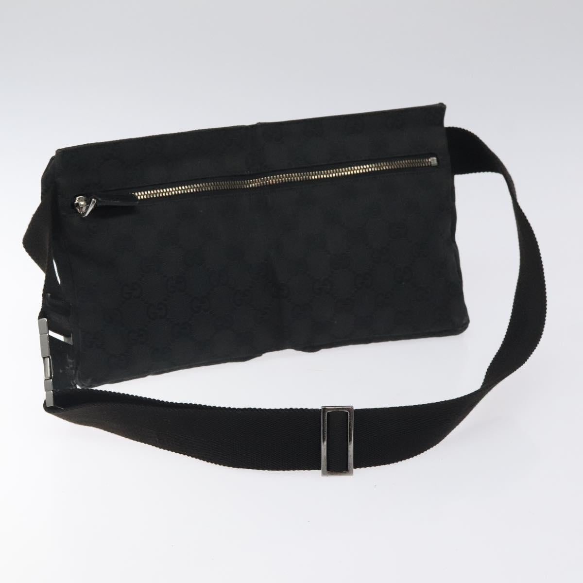 GUCCI GG Canvas Waist bag Black Silver 28566 Auth 117582