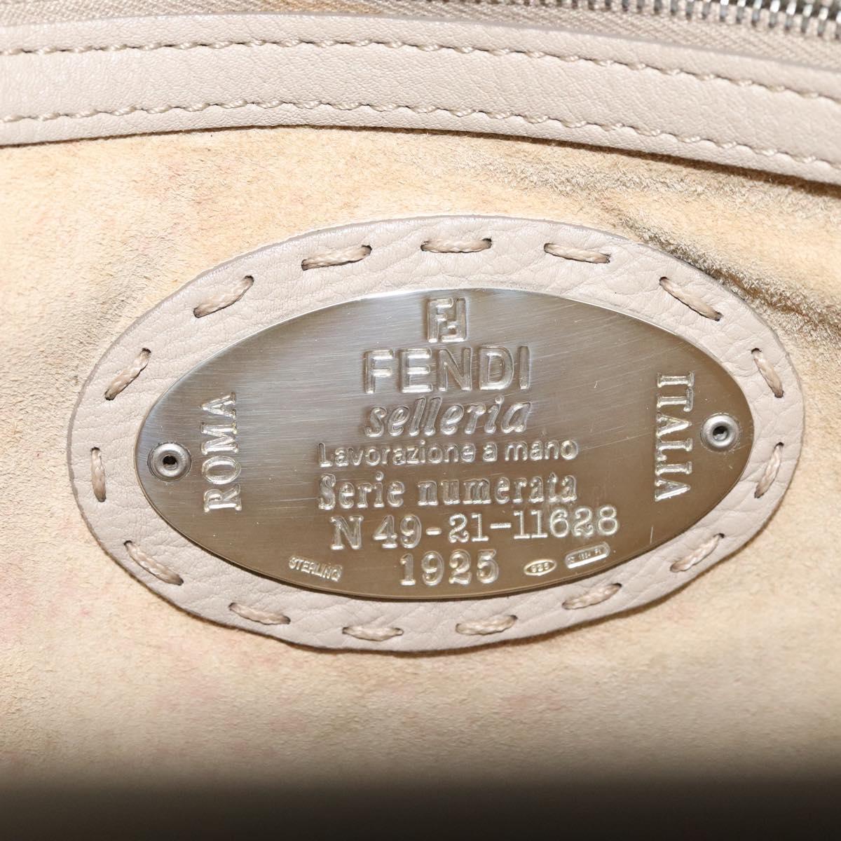 FENDI Celeria Tote Bag Leather Beige Auth 117585