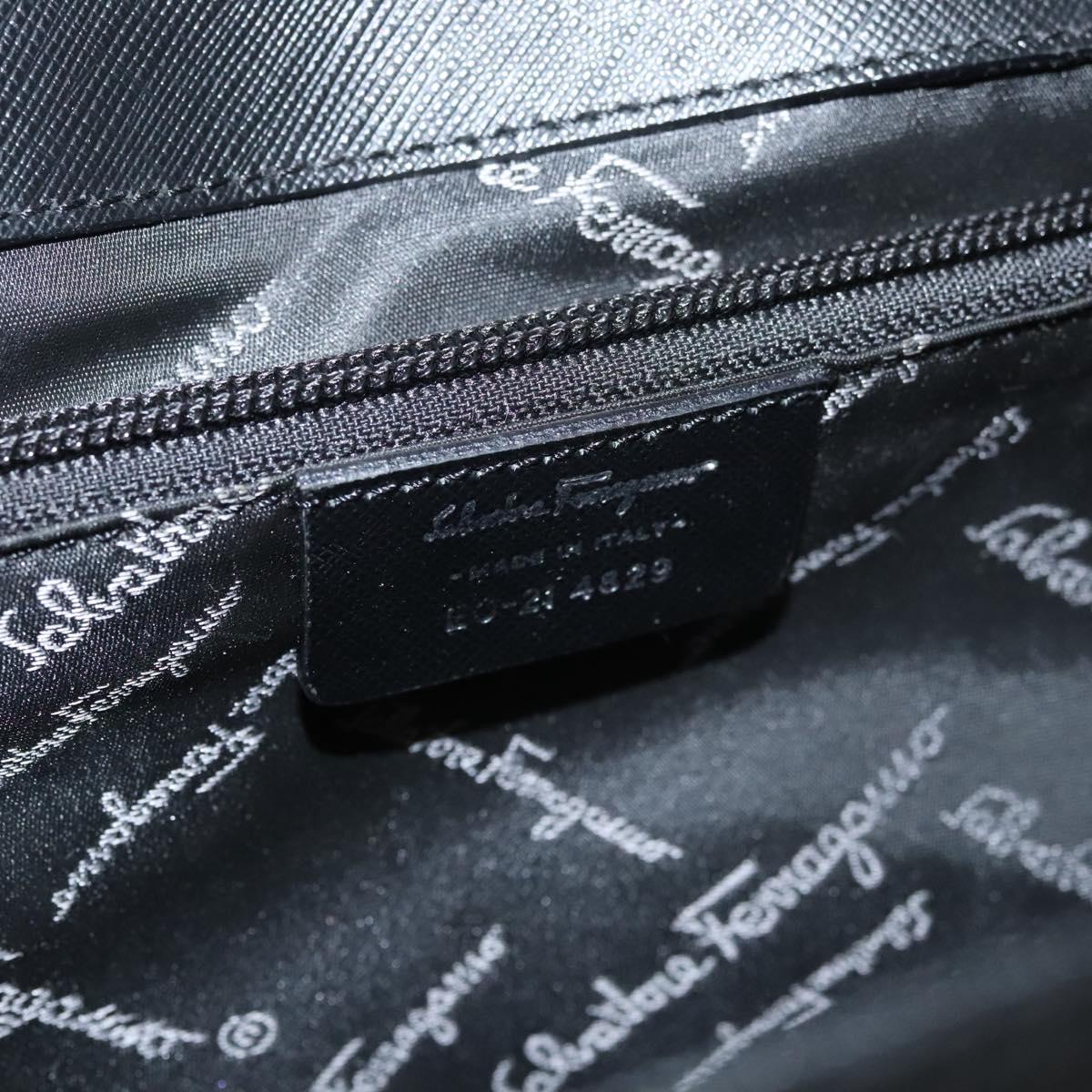 Salvatore Ferragamo Gancini Hand Bag Leather Black Silver Auth 117589
